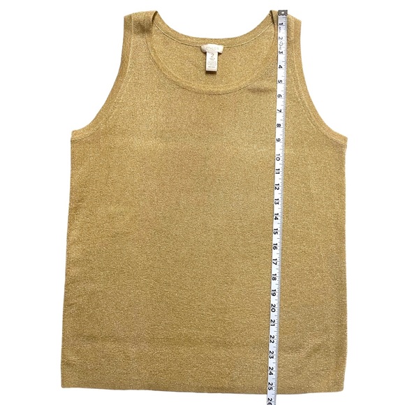 Chico's Size 2 (L/12) Golden Rayon Blend Sleeveless Stretchy Tank Top Going out - Picture 5 of 9